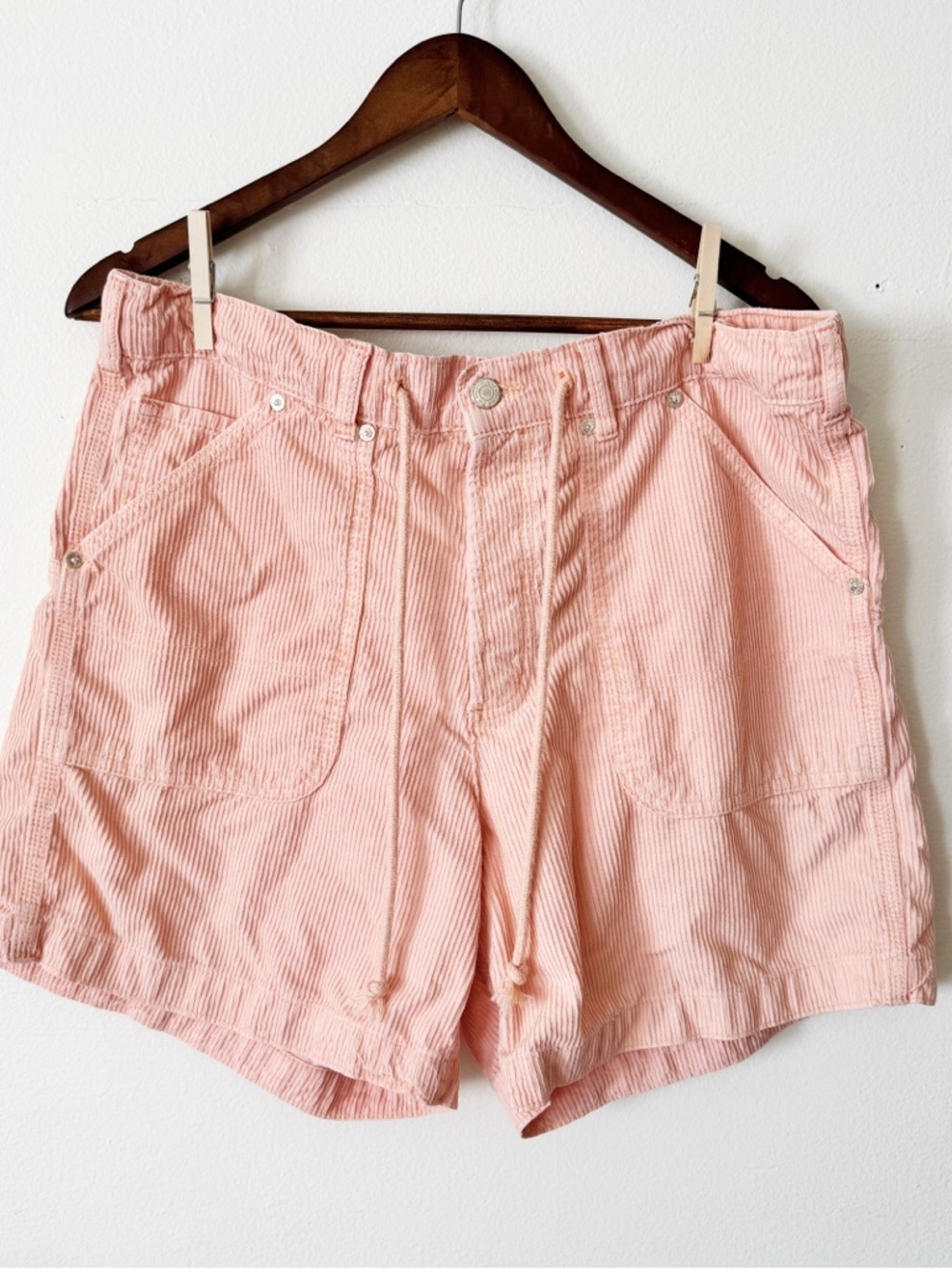 We The Free Peach Corduroy Drawstring Utility Bermudas large